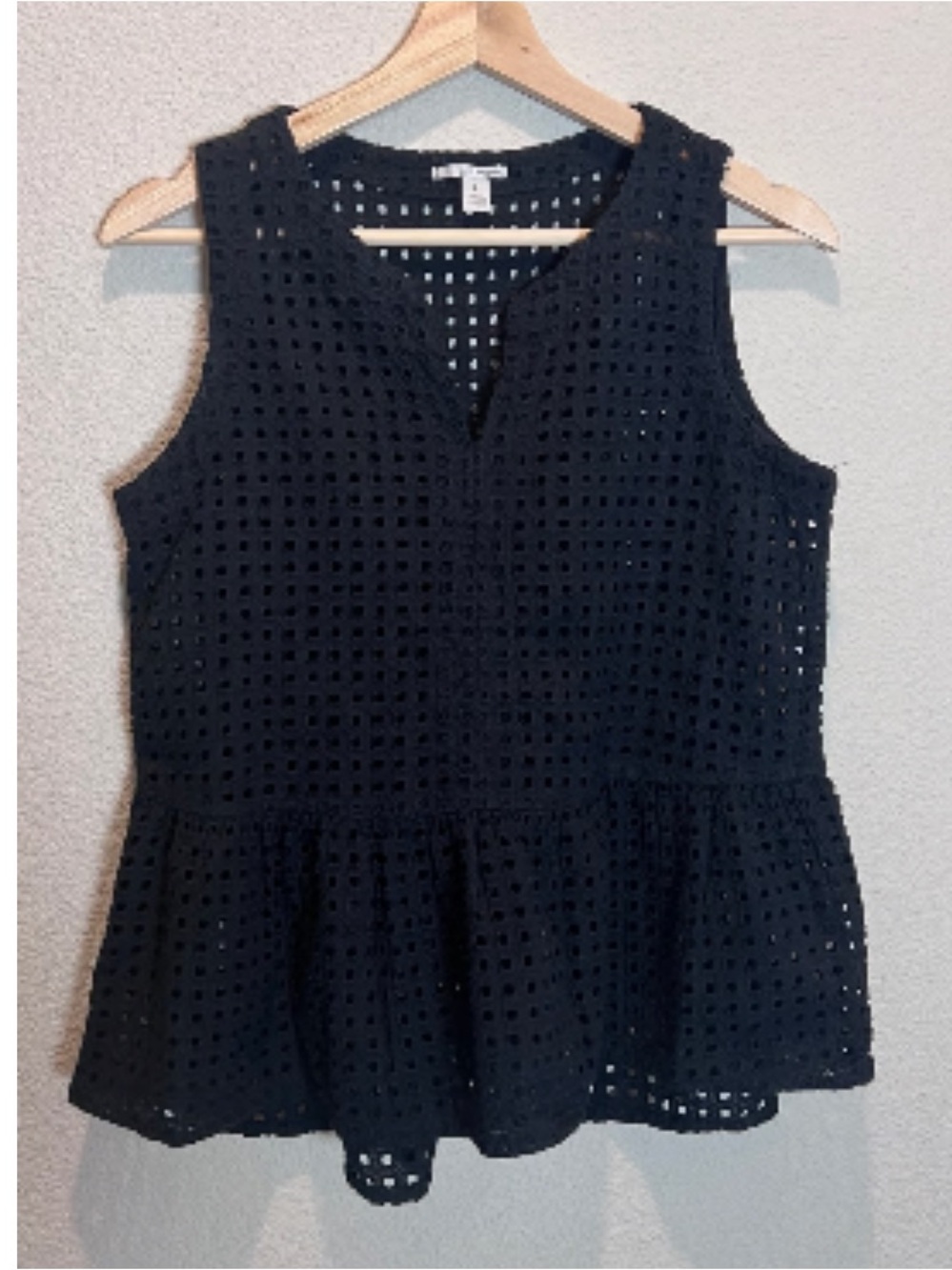 Nordstrom Sleeveless Black Eyelet Peplum Top by Halogen